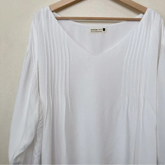 Jackson Rowe Womens Large Puff Sleeve Fluttershy Vneck Blouse - Picture 6 of 16